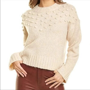 Madewell Placed Bobble Mock Neck Sweater Cream Size L